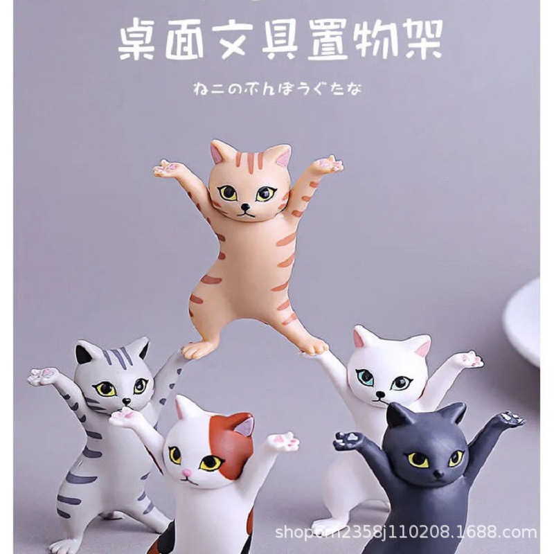 [For returning customers only] Enchanting cat pen holder, popular on TikTok, cute Japanese style with raised paws and dancing cat, suitable for holding anything.
