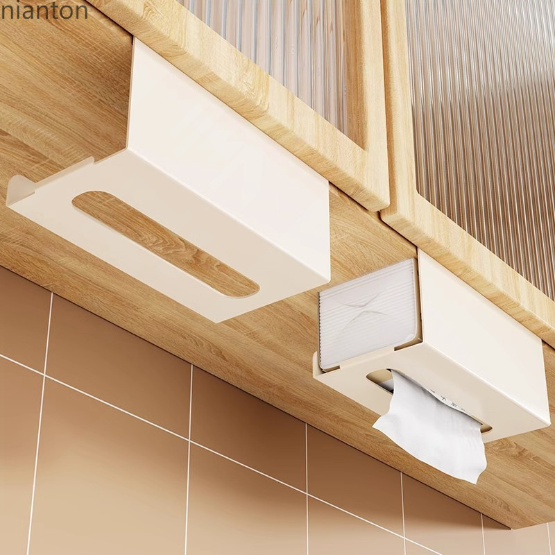 Kitchen Paper Towel Holder Paper Rack under the Cabinet Upside down Hanging Face Towel Storage Storage Paper Box Wall Hanging Paper Towel Box