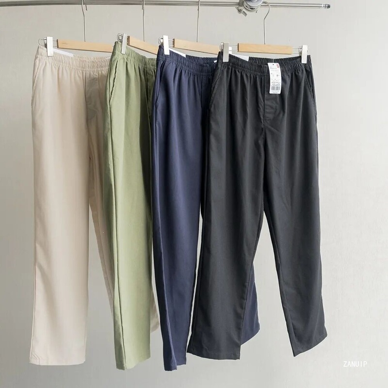 Men's Spring and Summer Lightweight Cotton-Linen Blend Straight-Leg Casual Pants, Loose Breathable Cool Linen Cropped Pants