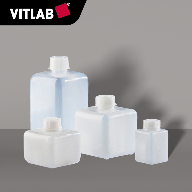 德国VITLAB窄口瓶PE-HD带螺旋盖方形截面实验室试剂瓶