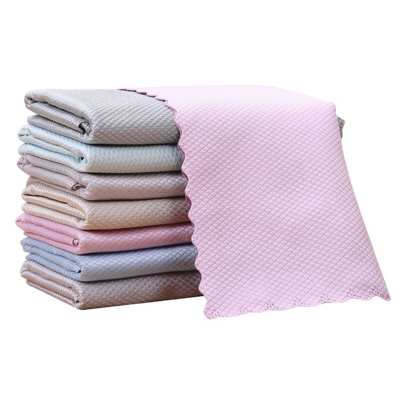 Paño de escamas de pescado paño de limpieza del hogar trapo de cocina eliminación de aceite sin costuras absorbente Toalla de vidrio sin pelusa entrega de una pieza