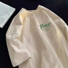 特大码2 300斤美式纯棉五分袖夏季短袖t恤男女宽松情侣半袖体恤潮