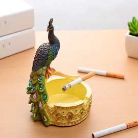 家居酒柜摆件收纳大号孔雀烟灰缸 创意个性时尚欧式礼物送男友