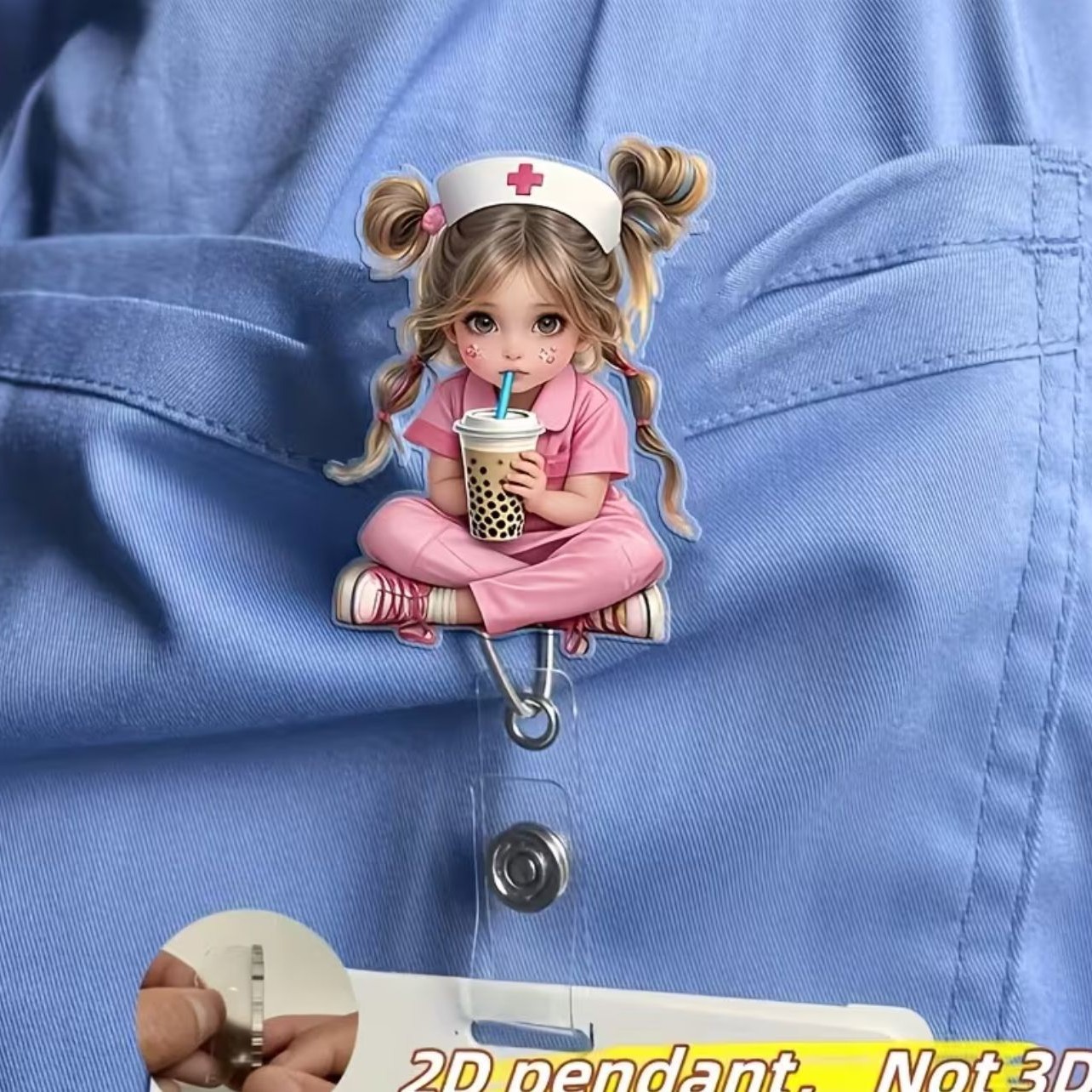Nueva linda moda coreana de dibujos animados hebilla fácil de tirar tarjeta de trabajo clip de insignia certificado hebilla telescópica clip de insignia al por mayor