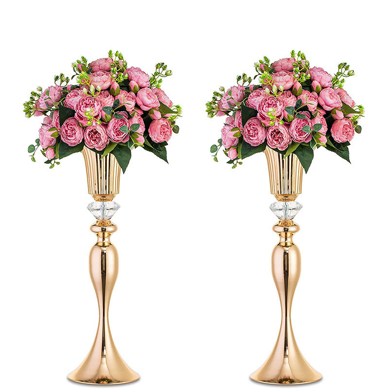 Transfronterizos exclusivos para hierro forjado galvanizado oro sirena candelabro hotel sala de banquetes en el hogar decoración estante de flores mesa