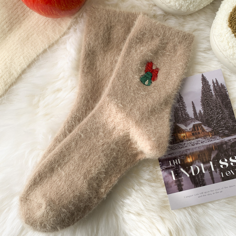 冬の靴下の女性の刺繍のぬいぐるみのクリスマスの靴下の雪だるまのサンタクロースのクリスマスの要素の中筒の靴下の保温の靴下|undefined