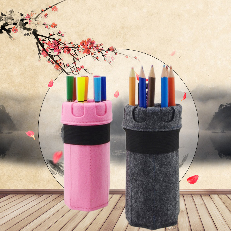 Venta al por mayor personalizado fieltro lápiz caso regalo papelería lápiz caso fieltro pluma cortina estudiante rollo lápiz caso personalizable logo