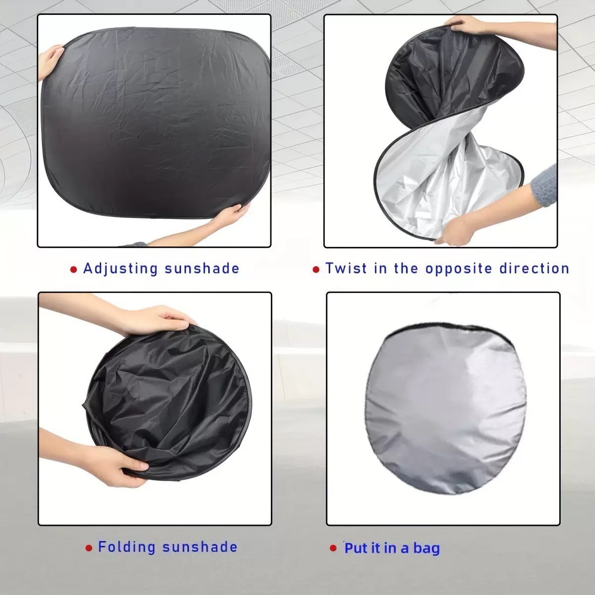 Cross-border car sun shade coated silver cloth car front car sun shade double ring sun shade can be printed