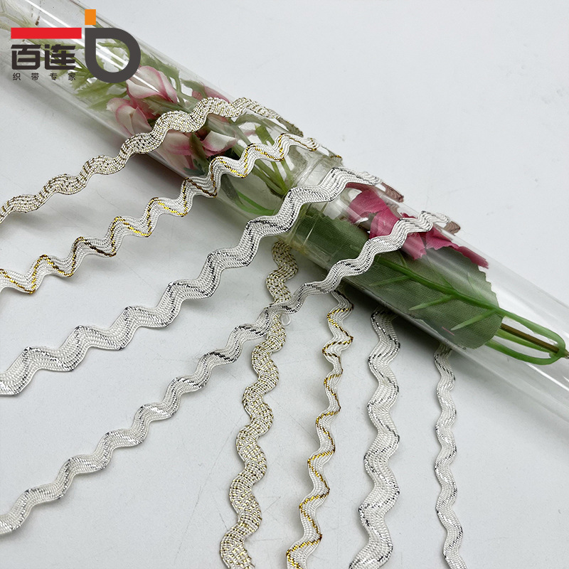 3-5mm oro y plata ola en forma de S borde curvo cortina de cinta de encaje ropa para niños accesorios de la boda accesorios de ropa DIY