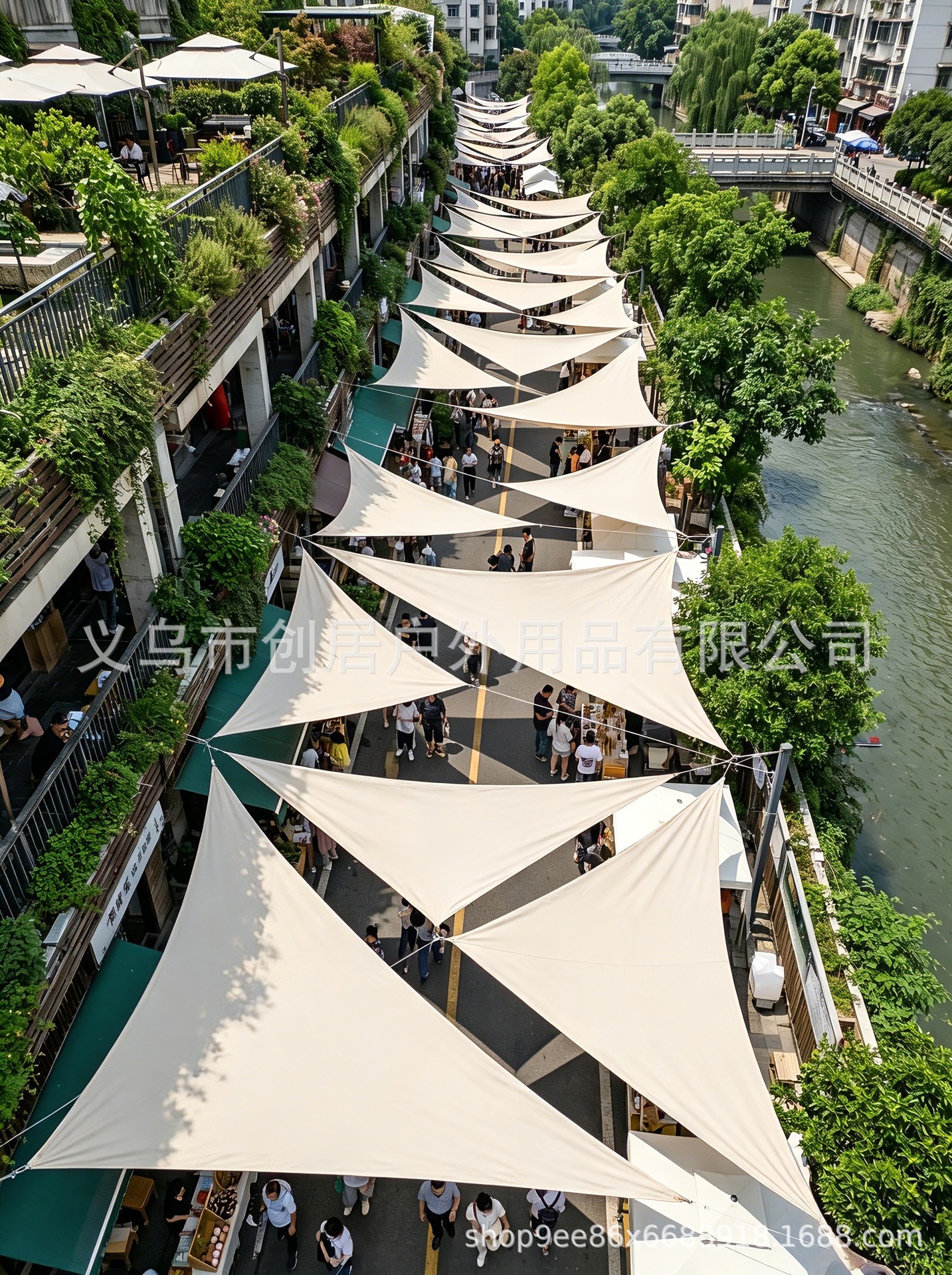 Triangular Sunshade Sail for Landscaping, Four-Corner Commercial Street, Swimming Pool Area, Decorative Canopy, Canvas Sunshade, Landscape Canopy