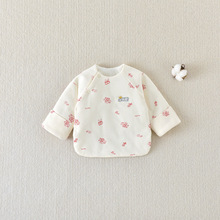 婴儿衣服薄棉上衣秋冬新生儿夹棉半背和尚服冬季宝宝棉衣新生衣服