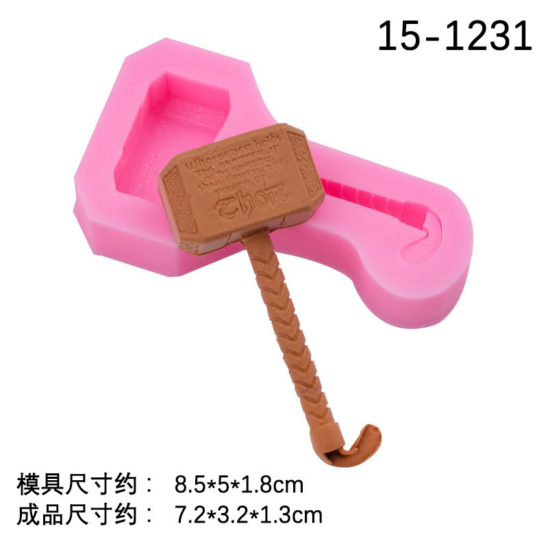 Thor martillo modelado molde de silicona huevo decoración chocolate molde DIY creativo hornear arcilla molde de cerámica suave image 6