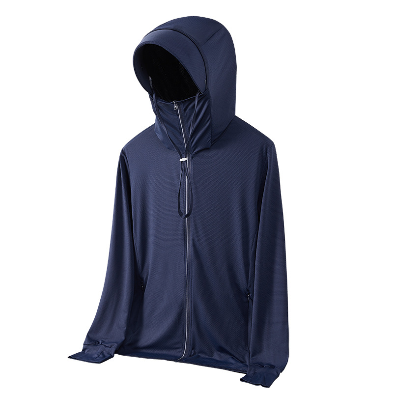 Ropa solar de verano para hombres hielo delgado anti-UV hielo protector solar transpirable pareja ligera ropa de piel encapuchada mujer