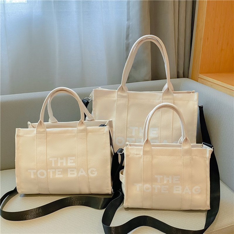 Bolso de lona Hebei Baiou para mujer, de color sólido con estampado de letras, bolso bandolera de un solo hombro con estampado de letras.