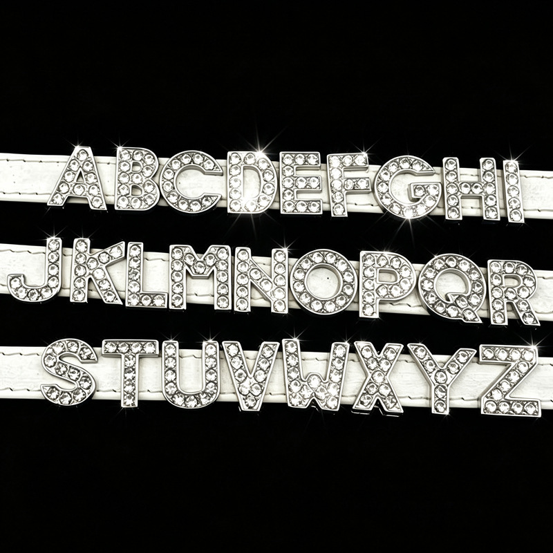 [8mm 10mm 18mm Alloy Rhinestone Letters] Personalized DIY Jewelry Wristband Bracelet Key Chain Accessories