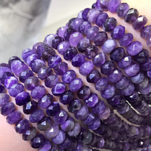 天然水晶 烏拉圭紫晶刻面切盤扁珠半成品DIY手工手鏈項鏈隔珠配珠