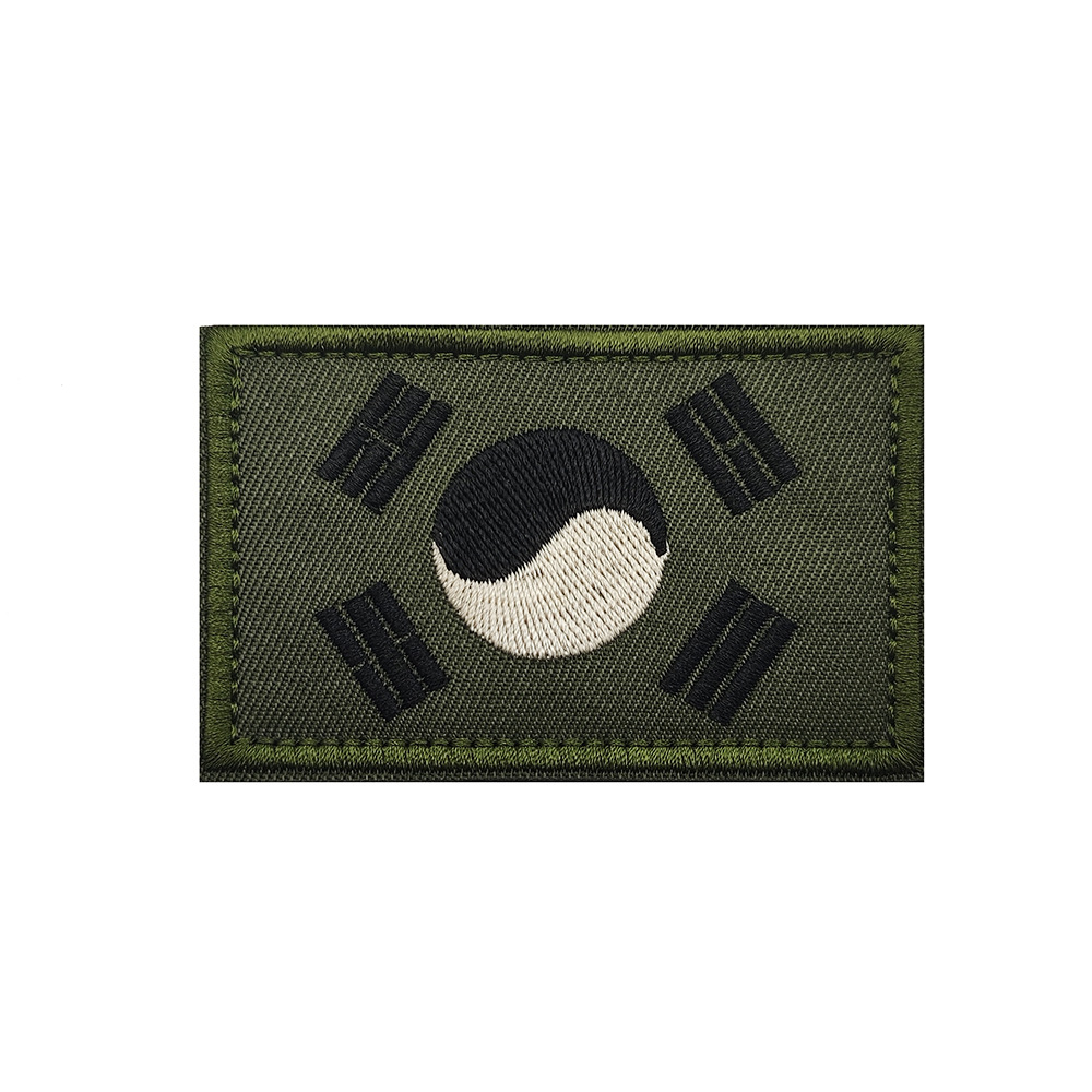 Patrón asiático brazalete de Velcro Corea del Sur Bandera Nacional bordado parche de tela bordado parche sólido kewei