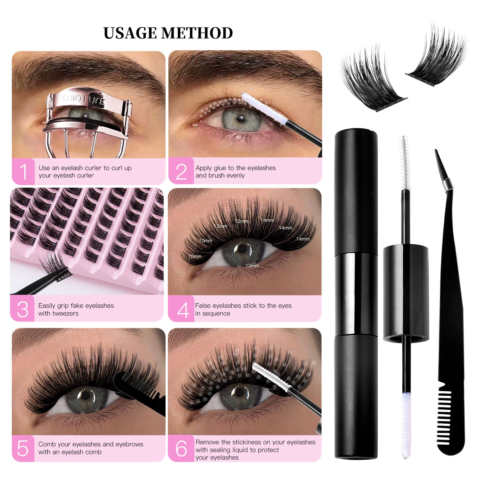 (Граница торговля),lash наращивание eyelashes false, набор для удлинения, европейский стиль, на каждый день, DIY, отдельные пучки ресниц