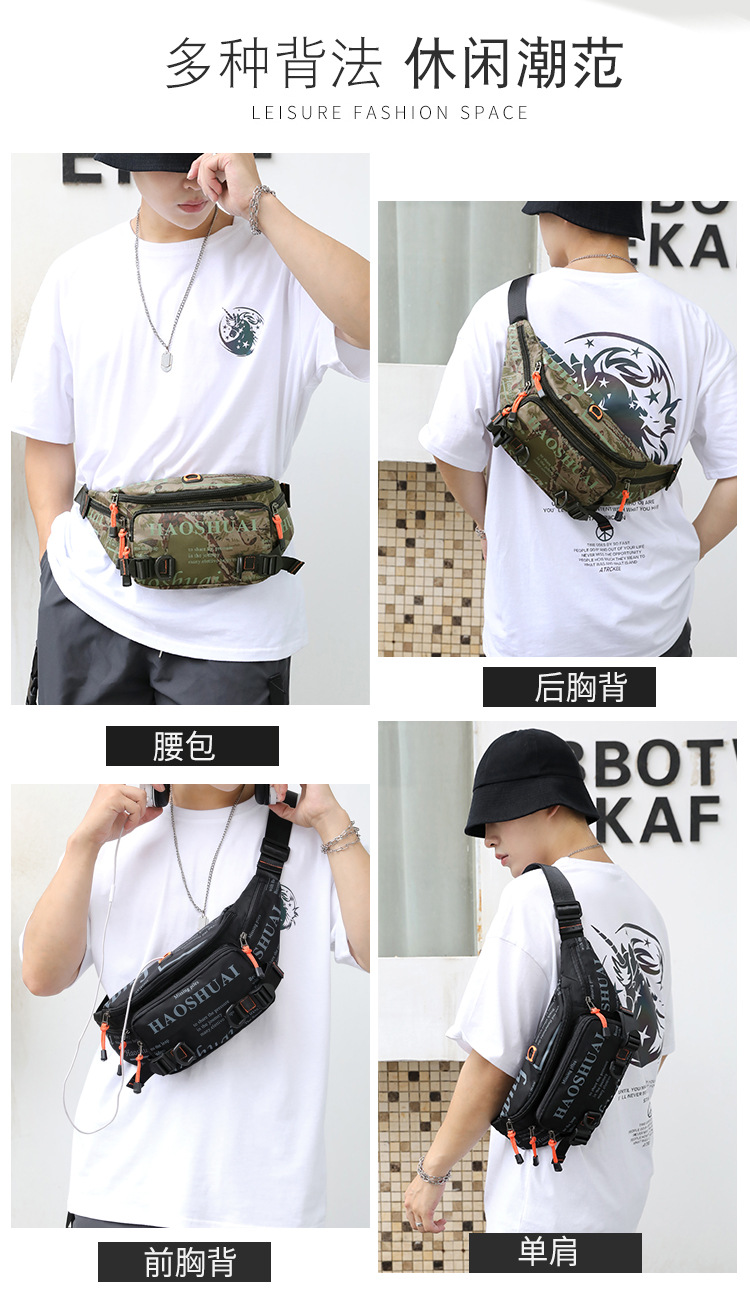 This men's waist bag is a small, lightweight, Instags-style Korean-style chest bag, a versatile and fashionable hip-hop single-shoulder crossbody small bag Item Picture