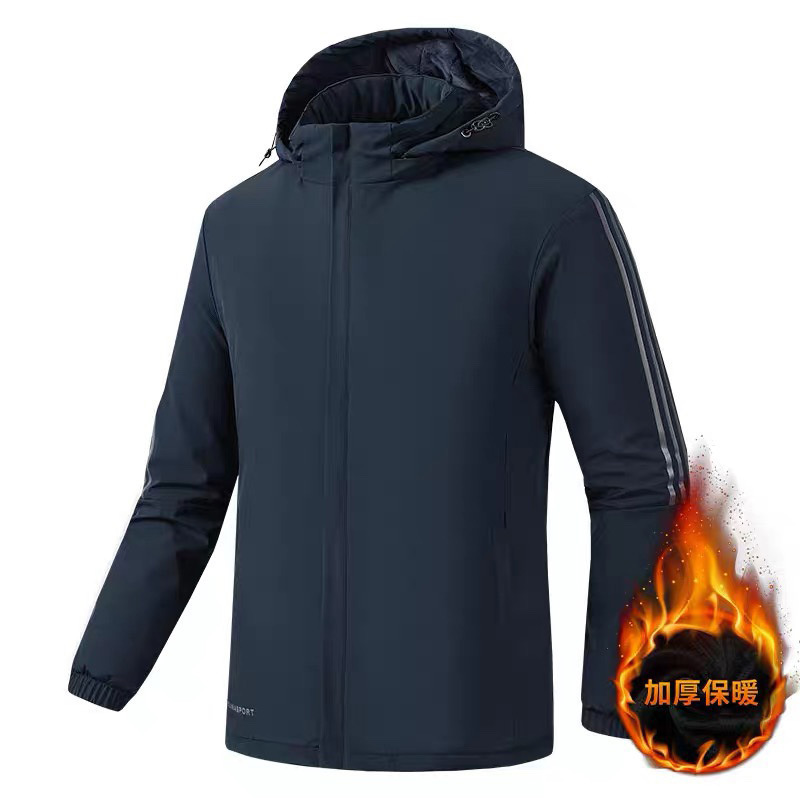 Abrigo de algodón con forro polar de tres barras para hombre talla grande impermeable abrigo de algodón cálido fábrica al por mayor LOGOTIPO imprimible
