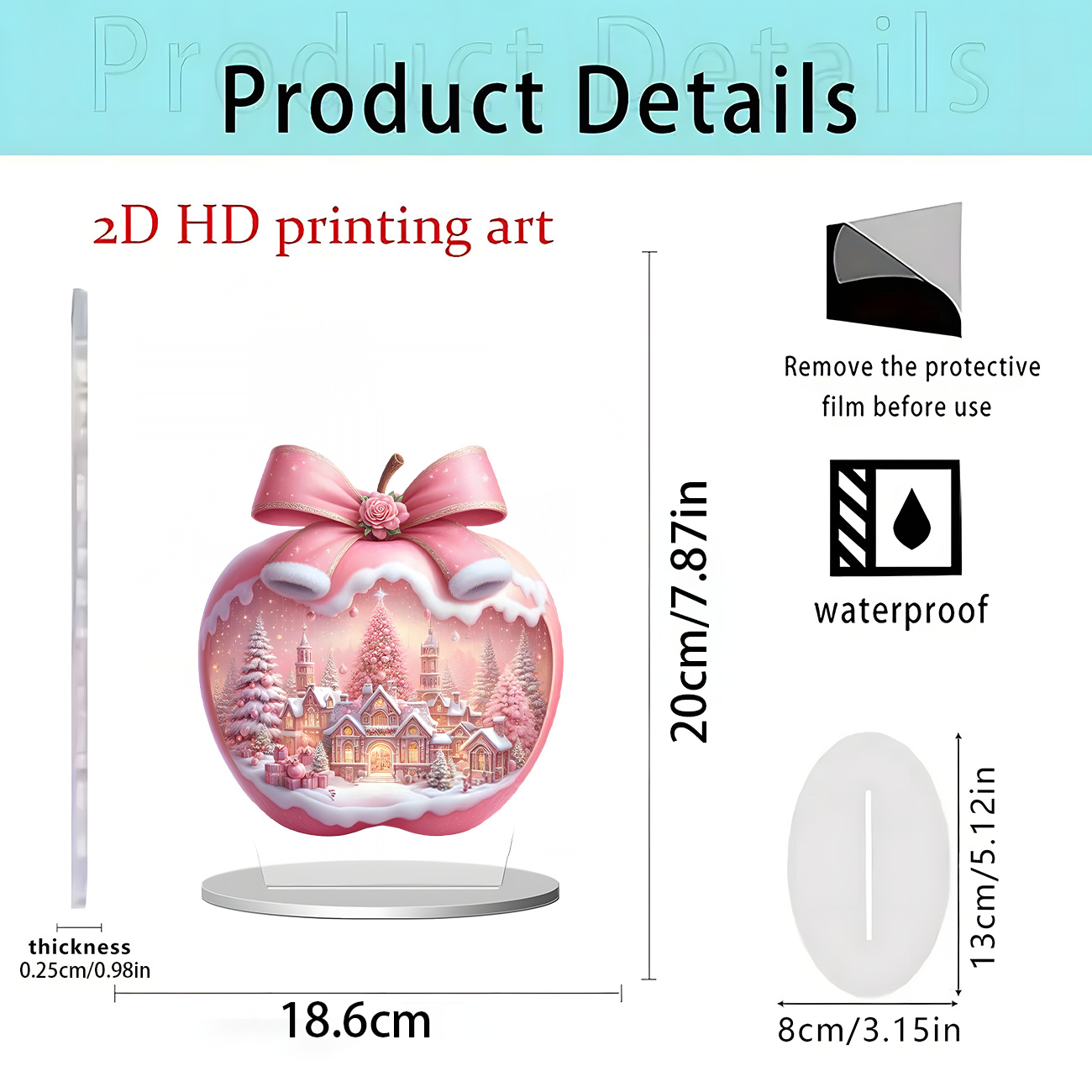 Nuevos productos transfronterizos Navidad Nochebuena Navidad Apple decoración decoración de escritorio decoración de Año Nuevo 2D acrílico