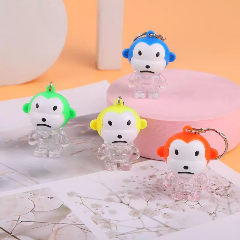 Светодиодный брелок свет обезьяна вспышка лампа оптом практичные подарки один юань магазин детских светящихся игрушек