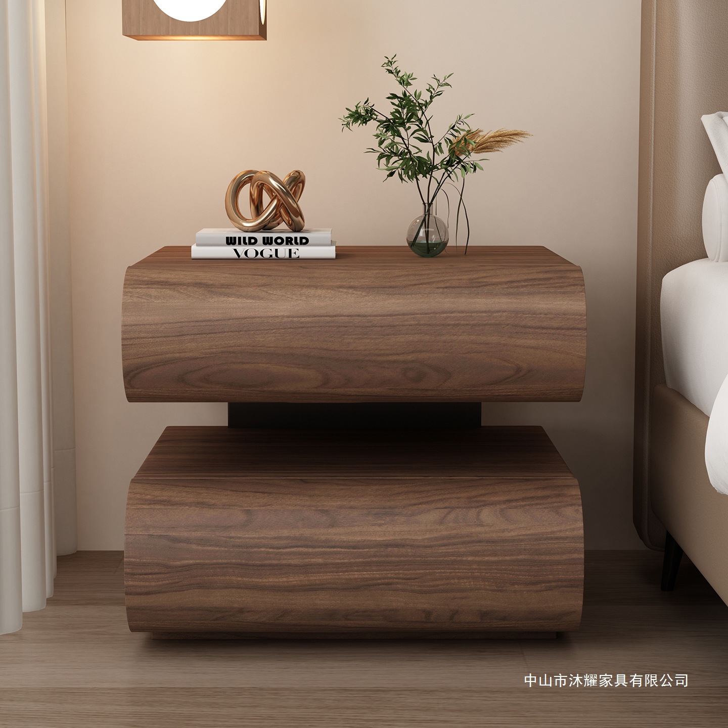 Medieval Style Solid Wood Bedside Table Bedroom Small Light Luxury High-End Creative Design Niche Suspended Storage Cabinet