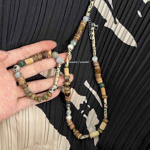 Retro Spot Handmade Vintage Style New Chinese Stone Bead Necklace Design Irregular Retro Choker Bracelet