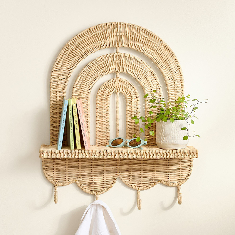 Soporte para llaves de pared de entrada de ratán Soporte para decoración de la habitación de los niños Balcón tejido a mano Soporte para macetas de plantas verdes suculentas image 1