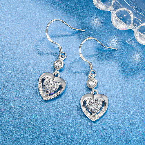 Jingdong Tmall Ocean Heart Earrings Feminine Long Ear Hooks Personalized Trendy Super Fairy Earrings Heart-Shaped Earrings Earrings