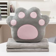 猫爪毛毯暖手抱枕被子两用办公室午睡毯子二合一午休汽车载枕头被