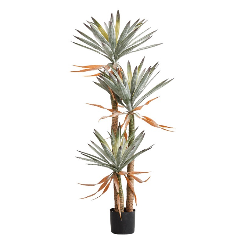 Plantas verdes, plantas artificiales en maceta de hierro holandés, decoración grande para sala de estar, plantas falsas, árboles artificiales, paisajismo, árboles decorativos de agave