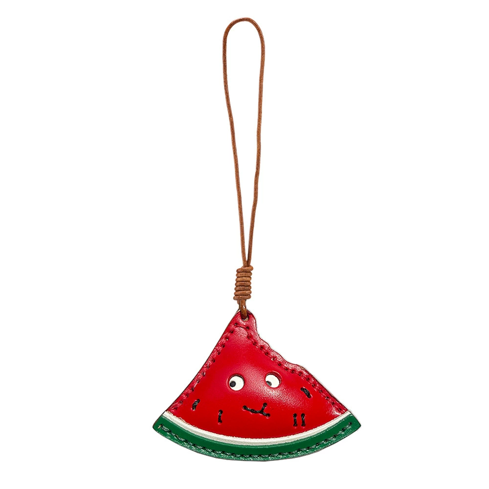 Leather pendant, cute brand keychain, protective amulet, genuine leather