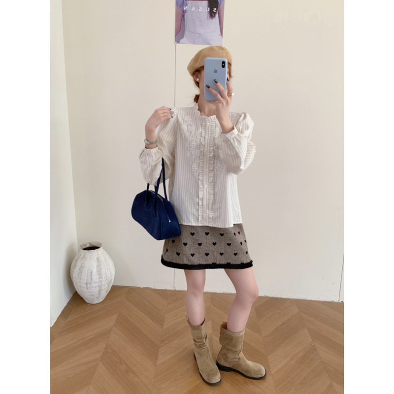 SUSAN-开秋必拿国风精致刺绣元素条纹小衫TS200|undefined