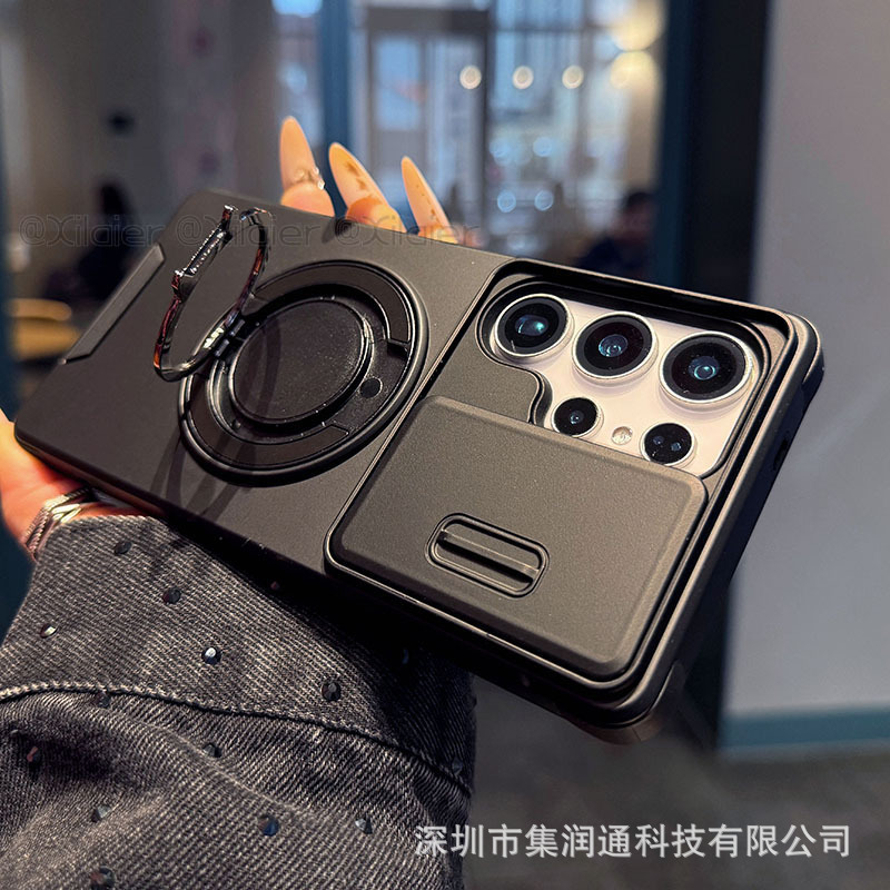 Suitable for Samsung Galaxy S25 Ultra Phone Case with Sliding Lens Magnetic Holder S25 Edge Cross-Border Foreign Trade Suitable for Samsung Galaxy S25 Ultra Phone Case with Sliding Lens Magnetic Holder S25 Edge Cross-Border Foreign Trade