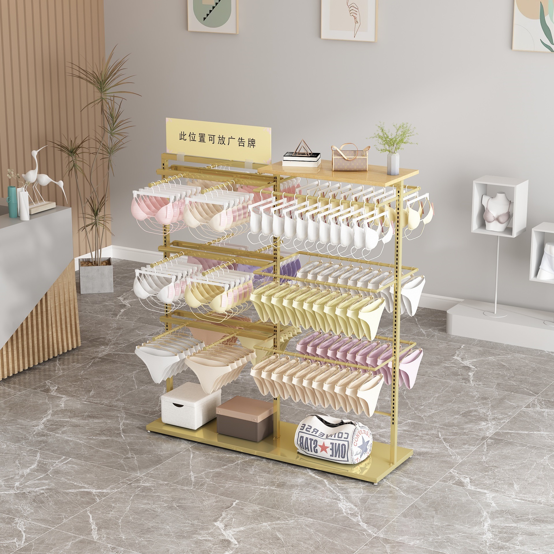 Special display rack for underwear store men's underwear island rack double-sided bra shorts hanger adjustable socks shelf