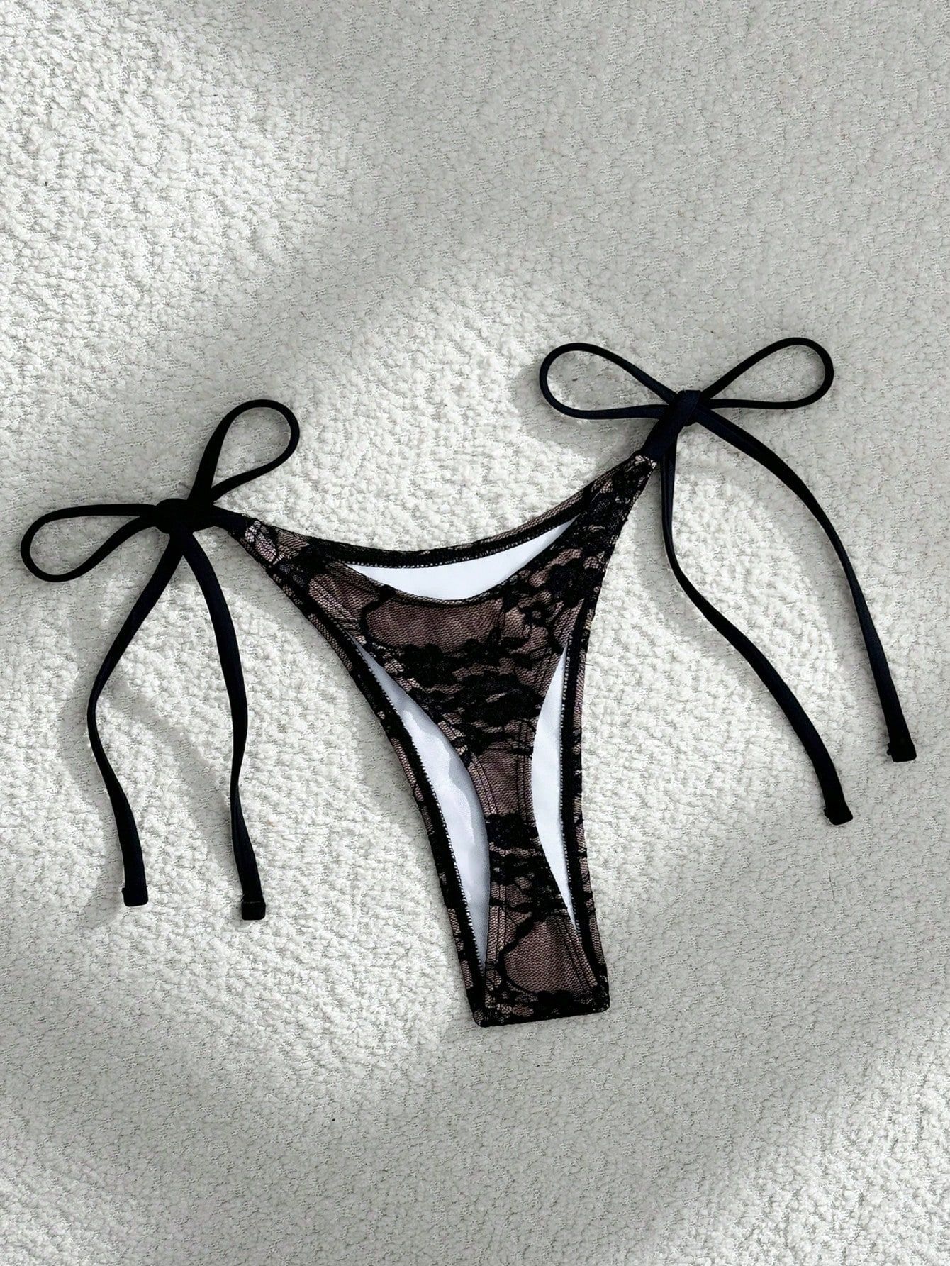 Traje de Baño Bikini de Tres Piezas con Tirantes de Encaje Sexy Estilo Europeo y Americano para Mujer, Alta Elasticidad