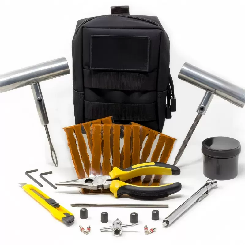 厂家批发可贴标32件套补胎工具套装背包款轮胎修理应急工具箱