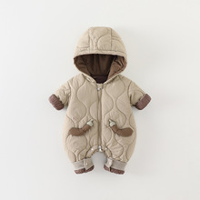 婴儿衣服秋冬套装长袖夹棉加厚男宝宝冬季保暖外出哈衣爬服连体衣