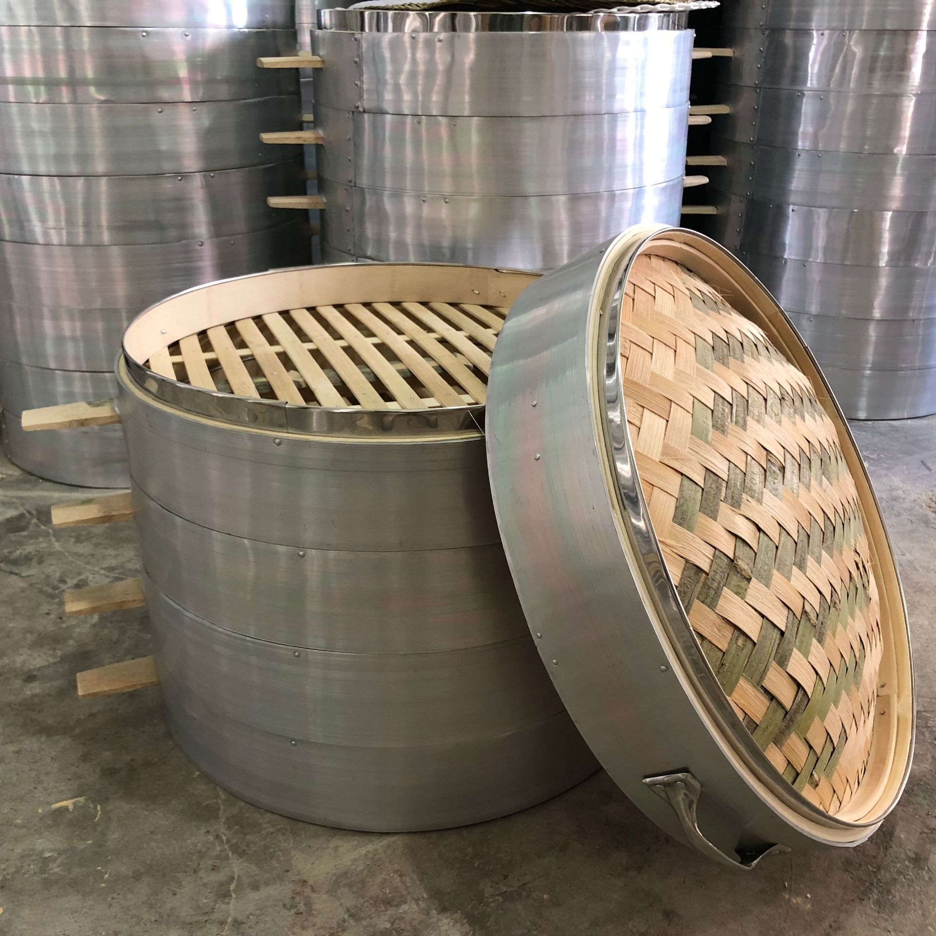 铝合金包边竹蒸笼笼屉 加厚商用大笼屉竹蒸笼酒店用品批