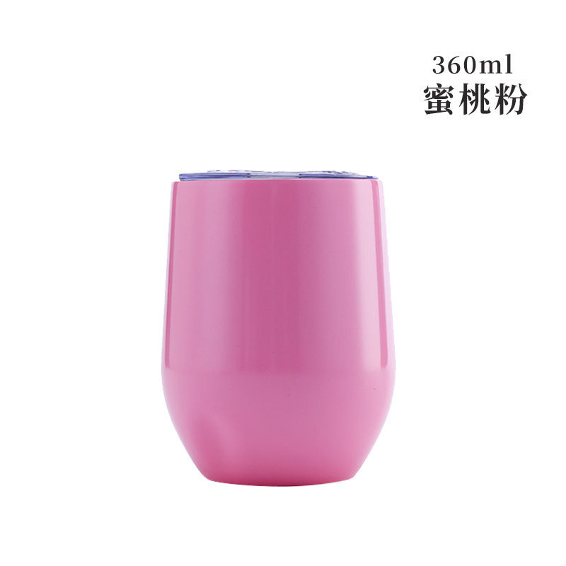 Taza de cáscara de huevo de 12oz transfronteriza regalo de doble capa de acero inoxidable copa de vino tinto taza de vientre grande aislamiento al vacío en forma de U swig pollo