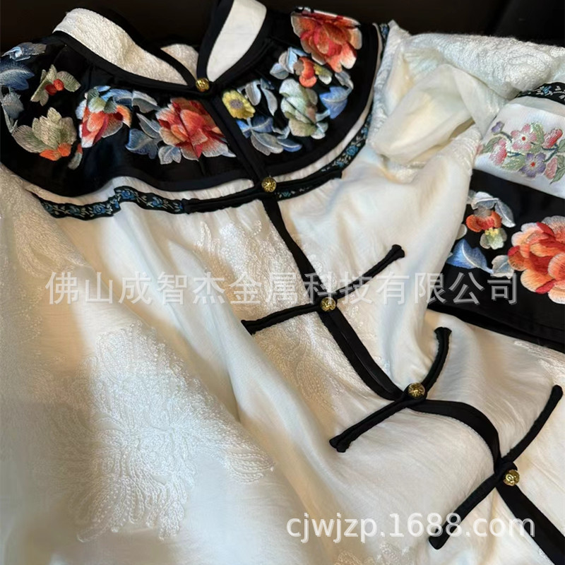 国风钮扣博古珠铜胚镀哑金 新中式服饰珐琅彩百事从欢好运来