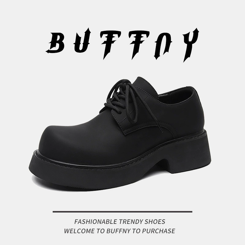 Туфли-Дерби с круглым носком Paris Mickey, мужские и женские, однотонные кексы на среднем каблуке, черные матовые кожаные туфли для пары, туфли на шнуровке