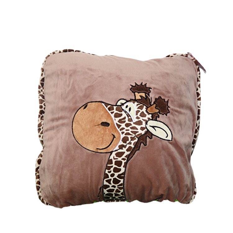 Animal de dibujos animados almohada edredón de doble uso aire acondicionado edredón siesta manta multifuncional coche viaje almohada plegable edredón al por mayor