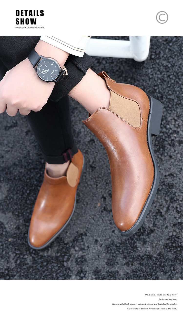 Botas vintage Botas puntiagudas para hombre Botas de piel talla grande_voghion.com