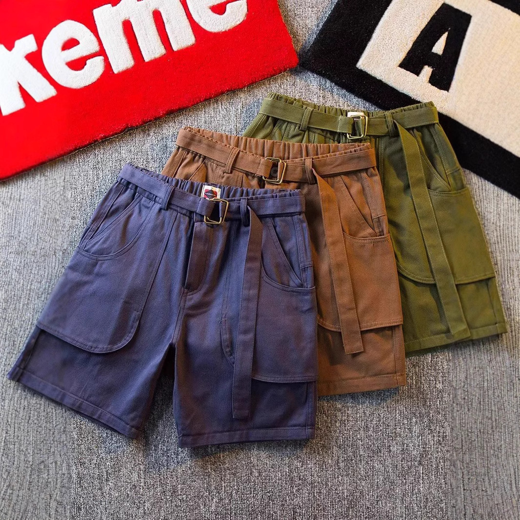 Men's Style Trendy Twill Cotton Cargo Shorts Summer Thin Solid Color Casual Loose Fit Multi Pocket Five Point Pants_viptrois.com