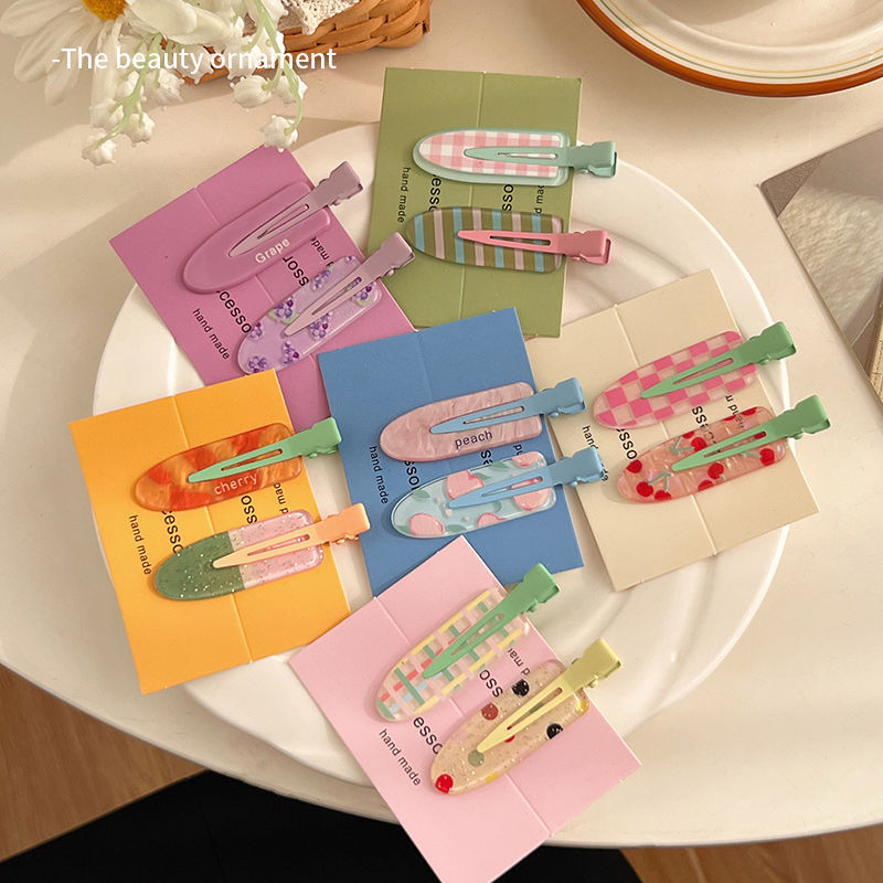 Spring and Summer Distinctive Fruit Series Pair Hairpin Cute Grape Watermelon Cherry Cosmetic Clip Bangs Clip Headwear for Women