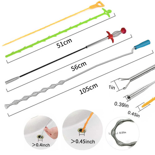 Spring pipe clearing tool household hair and hair cleaner pipe clearing hook sink drain toilet clearer