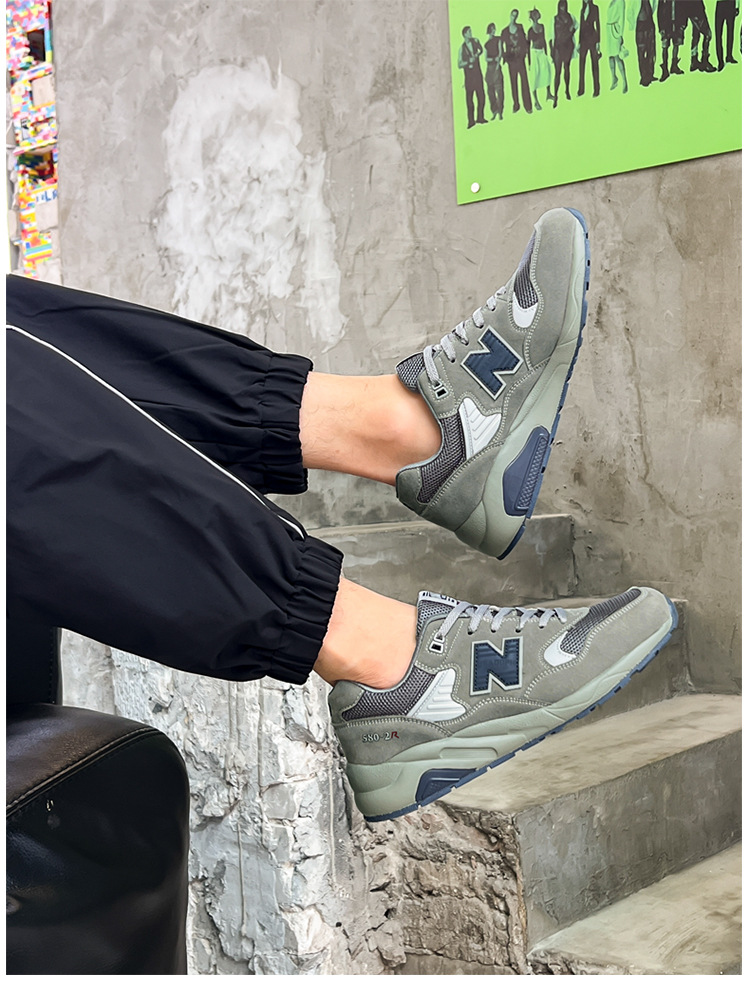 Giày chạy bộ nam Balance phong cách cổ điển, đế êm thoáng khí — xanh xám chi tiết 19
