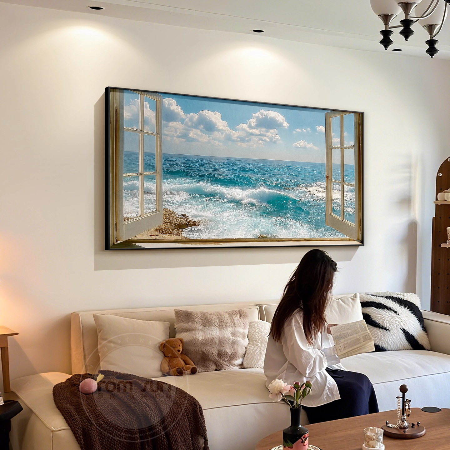 Window Scenery Restaurant Dining Room Decorative Painting Ins Style Literary Bedroom Bedside Mural Niche Art Living Room Hanging Painting